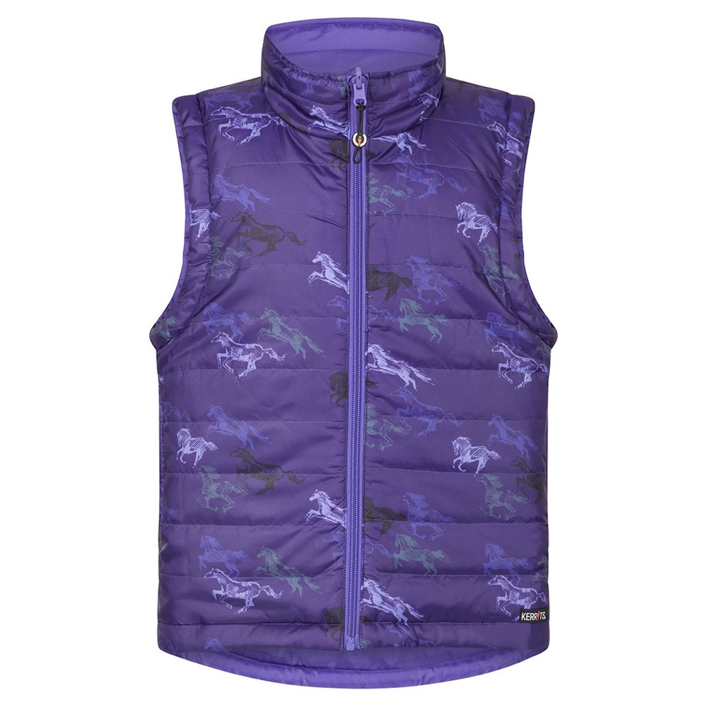Kerrits Kids Pony Tracks Reversible Quilted Vest, Purple and Black. Size small